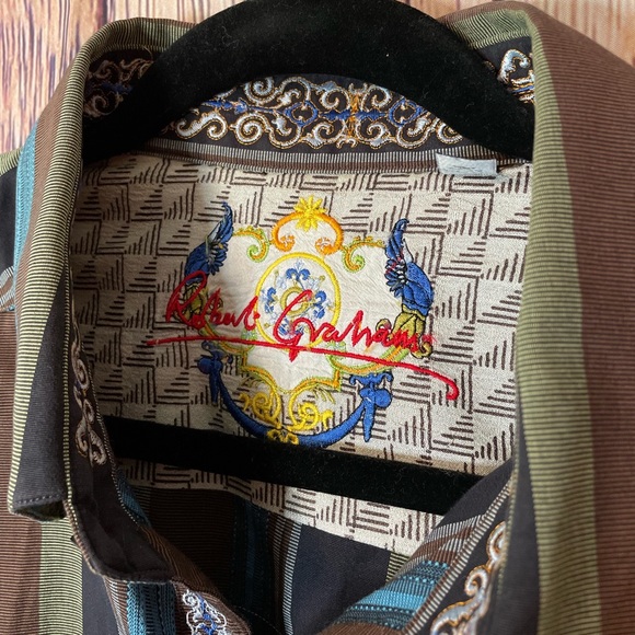 Robert Graham Stripe Button Down Embroidery Long Sleeve 2XL Shirt - Picture 2 of 4